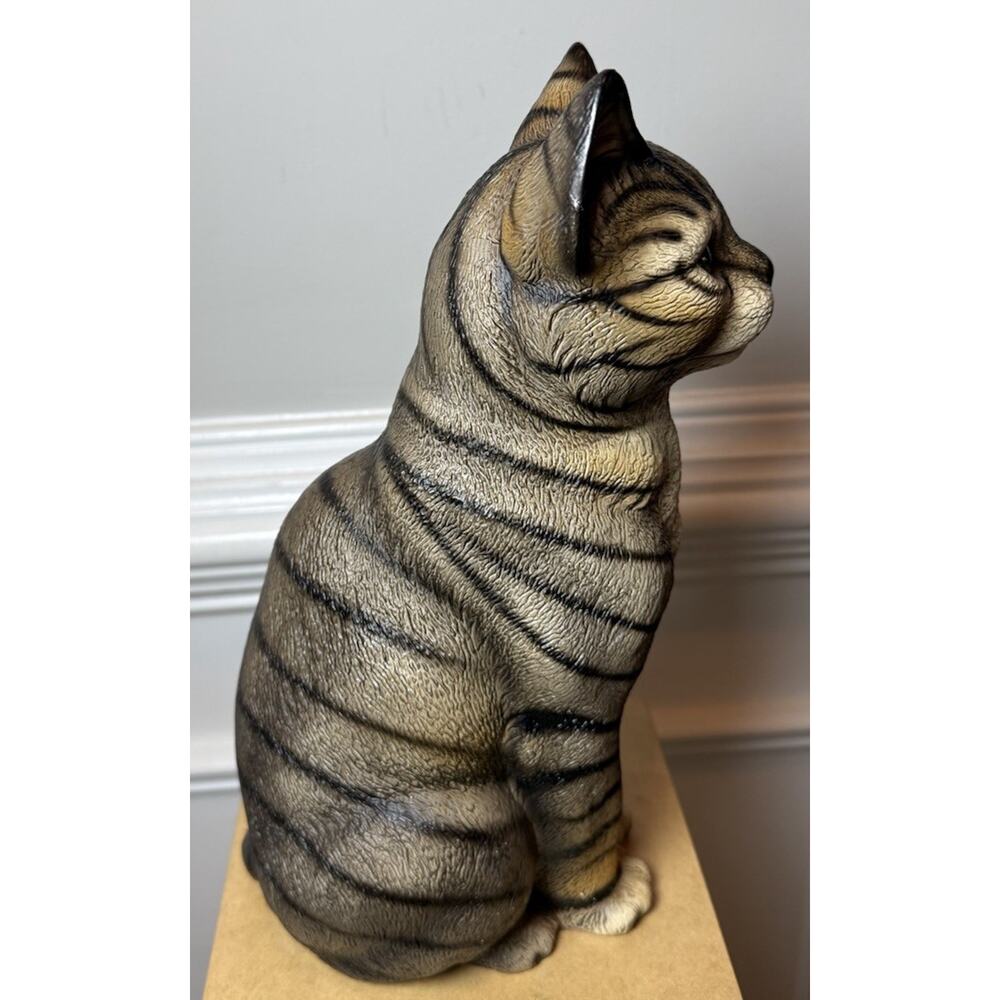Harvey Knox Vintage Kimco Japan Tabby Cat Figurine 11” Green Eyes H323A81 - Picture 7 of 9